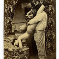 Lot 034 - Antique Risque Carte De Visite C.D.V. Photograph of a Man and Woman Engaged in a Sex Act Before a Mirror with Floral Drapery Backdrop