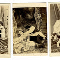 Lot 046 - Trio of Antique Carte De Visite C.D.V. Photographs Depicting Couples Engaged in Sex Acts, Studio Settings with Drapery and Painted Backdrops