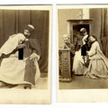 Lot 047 - Pair of Antique Carte De Visite C.D.V. Photographs Depicting Risque Staged Scenes with Figures in Clerical Costume