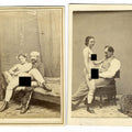 Lot 049 - Pair of Antique Carte De Visite C.D.V. Photographs Depicting a Nude Woman and Clothed Man Engaged in Sex Acts
