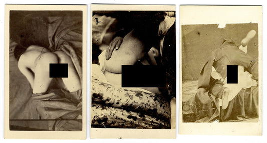 Trio of Antique Carte de Visite C.D.V. Photographs Depicting Sex Acts