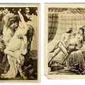 Lot 055 - Pair of Antique Illustrated Carte De Visite C.D.V. Filler Cards Depicting Mythological Nude Figures in Sex Acts