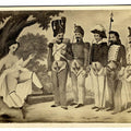 Lot 057 - Antique Illustrated Carte De Visite C.D.V. Filler Card, "LA Revista" ("The Review"), Nude Woman with Five Soldiers, Numbered "2"
