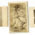 Lot 060 - Trio of Antique Illustrated Carte De Visite C.D.V. Filler Cards Depicting Nude Figures and Sex Acts, One with Nunes Photographic Gallery 681 Broadway Back Mark