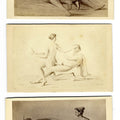 Lot 061 - Trio of Antique Illustrated Carte De Visite C.D.V. Filler Cards Depicting Classical Nude Figures and Sex Acts Including a Satyr and Reclining Woman