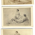Lot 065 - Trio of Antique Illustrated Carte De Visite C.D.V. Filler Cards Depicting Nude Figures Engaged in Sex Acts