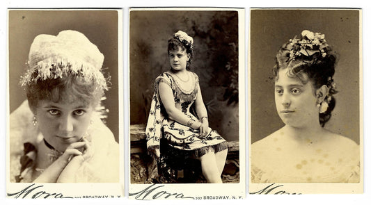 Trio of Antique Carte de Visite C.D.V. Photographs of Young Women, Photographed by Mora, 707 Broadway, New York