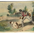 Lot 073 - Antique Carte De Visite C.D.V. Illustrated Filler Card of a Comic Hunting Scene with a Dog Scooting Its Rear on the Ground