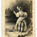 Lot 075 - Antique Illustrated Carte De Visite C.D.V. Filler Card, "Fishing," Risque Scene of a Woman with Raised Skirt and Fishing Rod