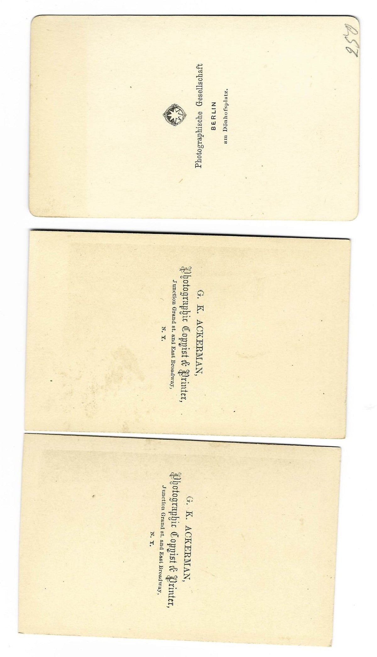 Trio of Antique Carte de Visite C.D.V. Illustrated Filler Cards Depicting Genre Scenes including Wine Cellar Gathering, Comic Hunting Party, and Woman Wading in a Stream