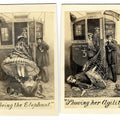 Lot 080 - Pair of Antique Carte De Visite C.D.V. Illustrated Filler Cards, "Seeing the Elephant" And "Showing Her Agility," Comic Risque Omnibus Scenes