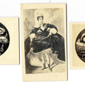 Lot 084 - Trio of Antique Carte De Visite C.D.V. Illustrated Filler Cards Depicting Risque Scenes of Reclining and Standing Women with Exposed Legs