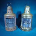 Lot 137 - Pair of Antique Brass Ship's Lanterns with Fresnel Lenses, One Marked Triplex Patented 1910, One Electrified, 14" H each