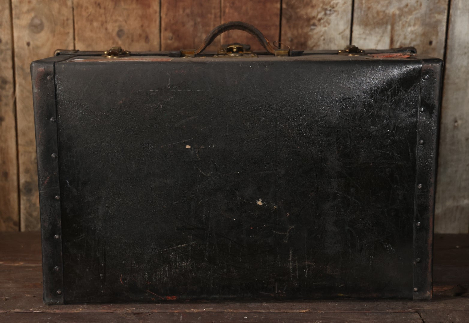Antique Travel Trunk Suitcase With Numerous Souvenir Travel Labels, Belonged To Alma E. Sweet Of Milford, Massachusetts, Hand Painted I.D., Made By Warren Leather Goods, Worcester, Massachusetts