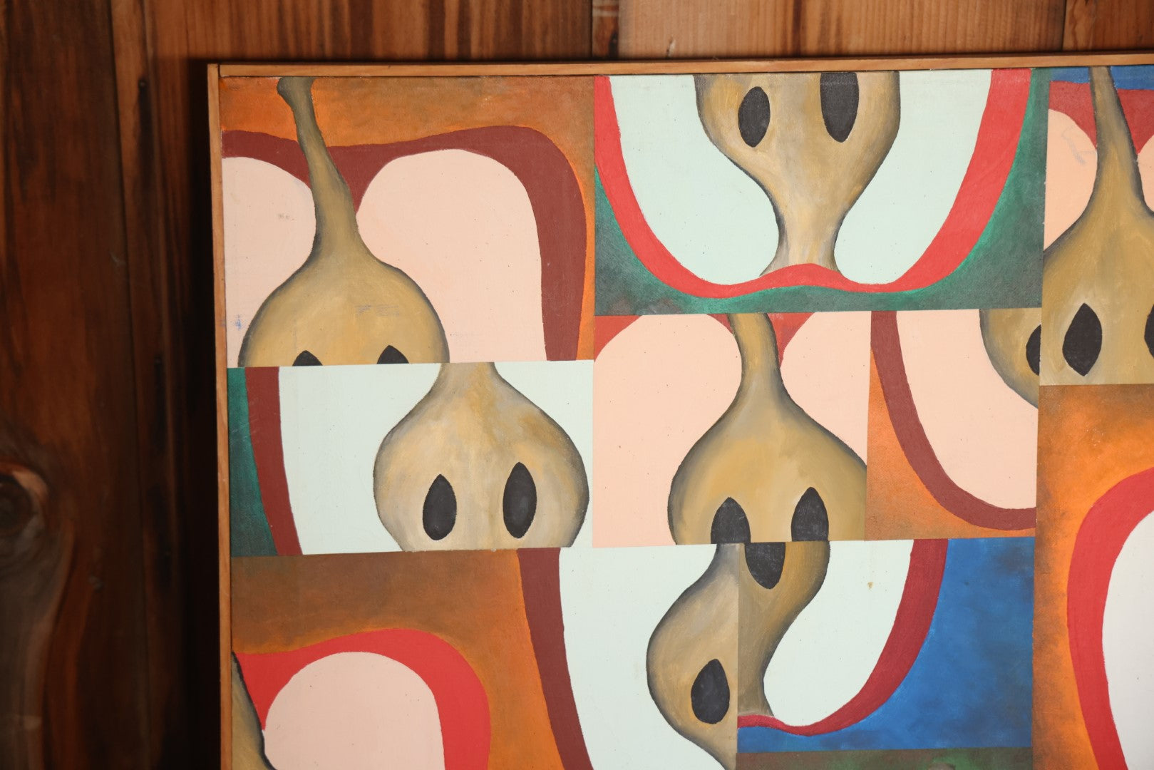 Vintage Modern Pop Art Painting Of Apples, Artist Signed Doris Chung