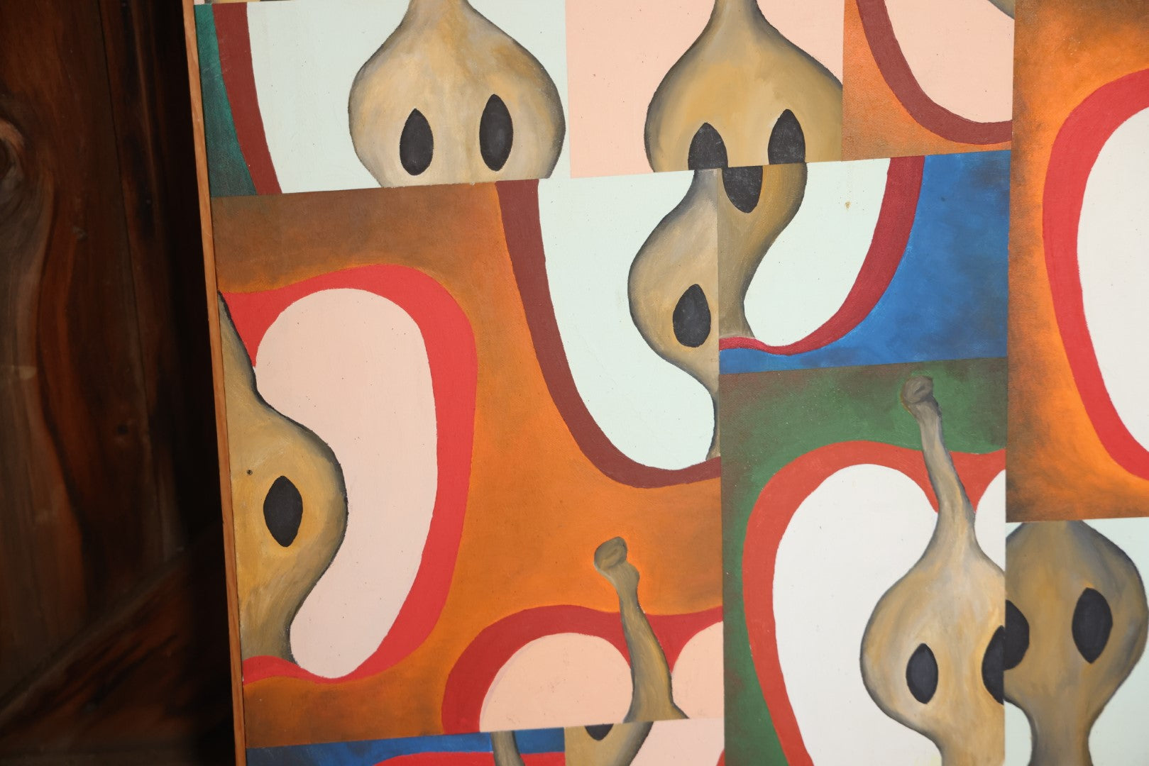 Vintage Modern Pop Art Painting Of Apples, Artist Signed Doris Chung