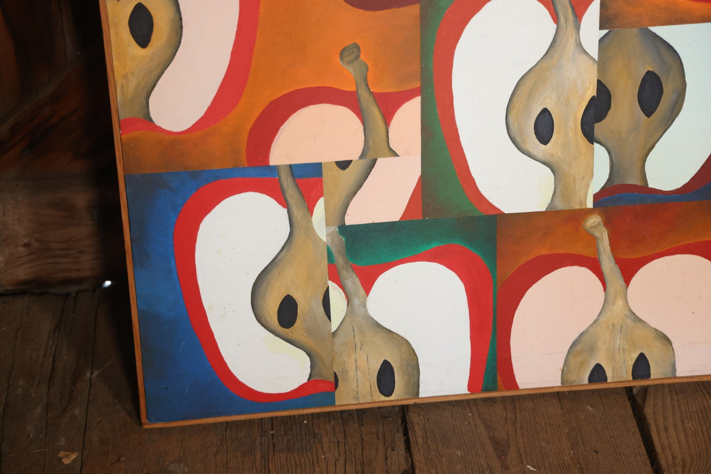 Vintage Modern Pop Art Painting Of Apples, Artist Signed Doris Chung