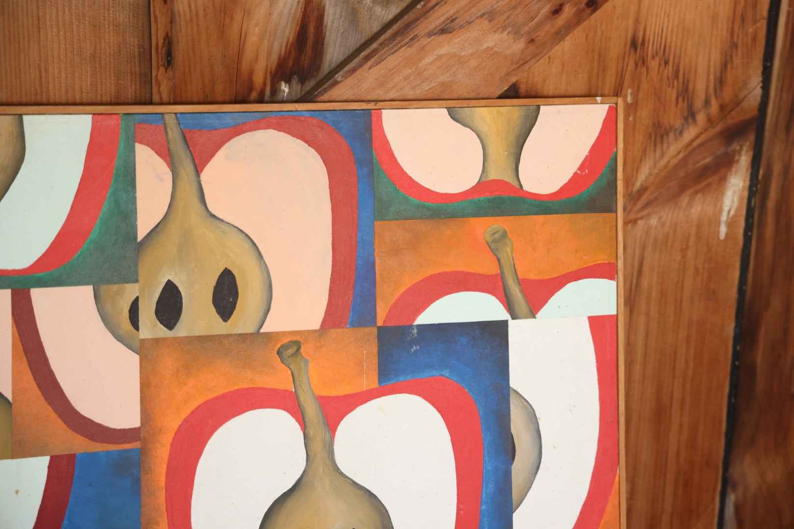 Vintage Modern Pop Art Painting Of Apples, Artist Signed Doris Chung