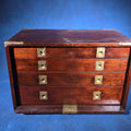 Lot 111 - Antique Brass-Bound Mahogany Tool Chest with Four Felt-Lined Drawers, 16-1/2" L
