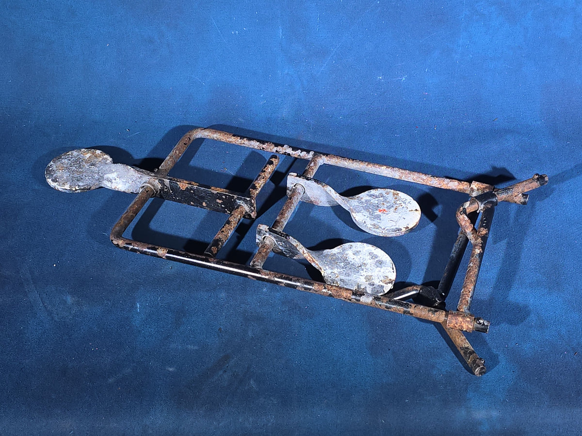 Vintage Iron Shooting Target Stand with Three Swinging Paddle Targets
