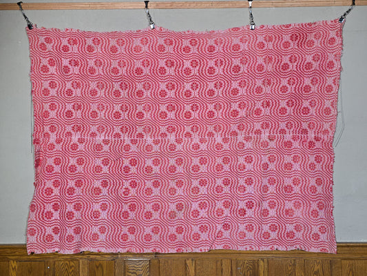 Vintage Red and White Woven Wool Coverlet