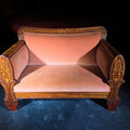 Lot 008 - Antique Dutch Marquetry Inlaid Upholstered Settee, 62" L x 29" W x 39" H