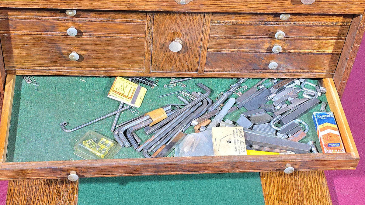 Vintage H. Gerstner & Sons Model 042 Oak Machinist Tool Chest with Contents, Manufactured by H. Gerstner & Sons, Dayton, Ohio