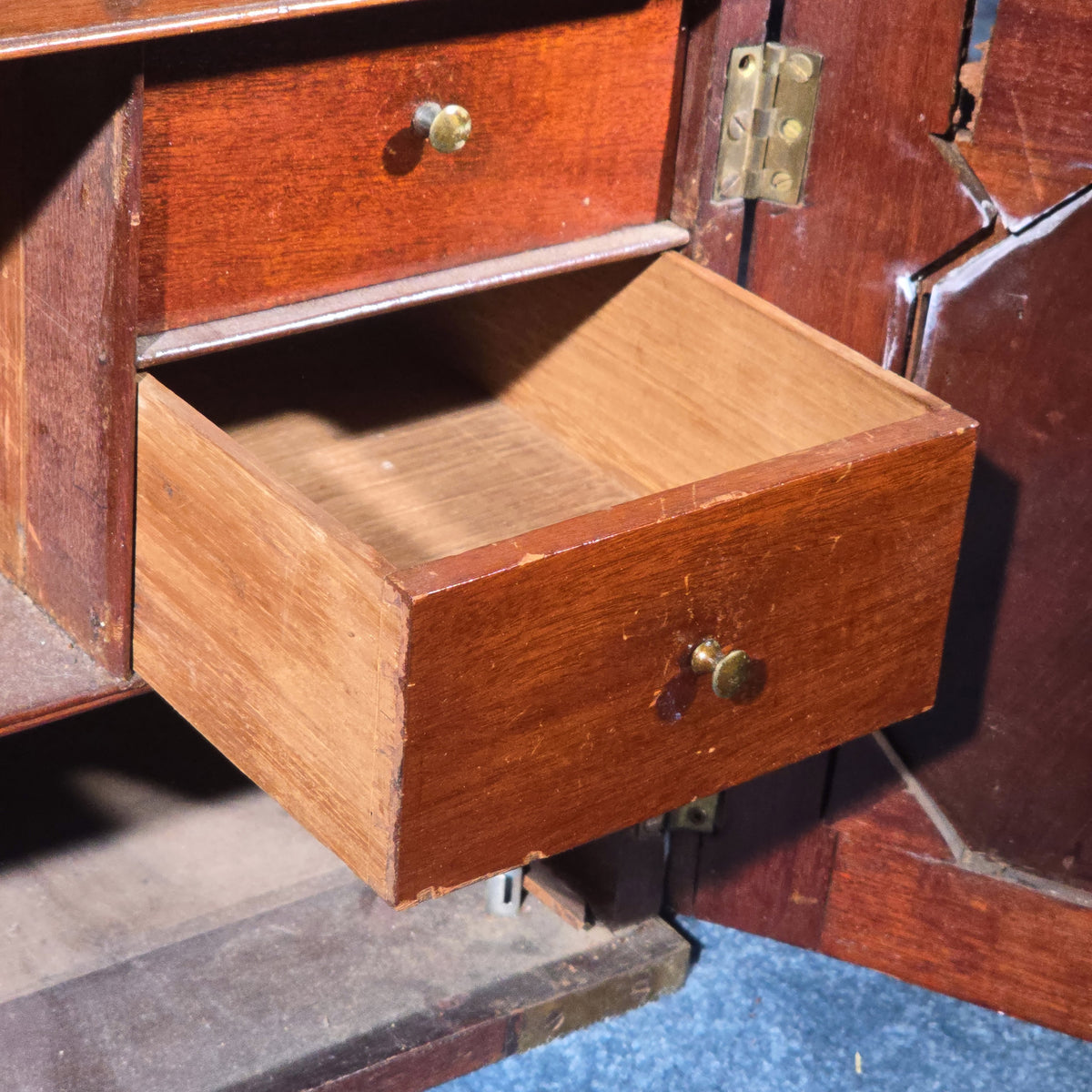 Antique Brass-Bound Campaign Chest with Fitted Interior