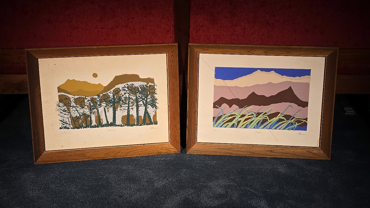 Pair of Vintage Framed Silkscreen Prints, "Berkshires" and "Dunes," Signed Palmer, Note Broken Glass on "Dunes"