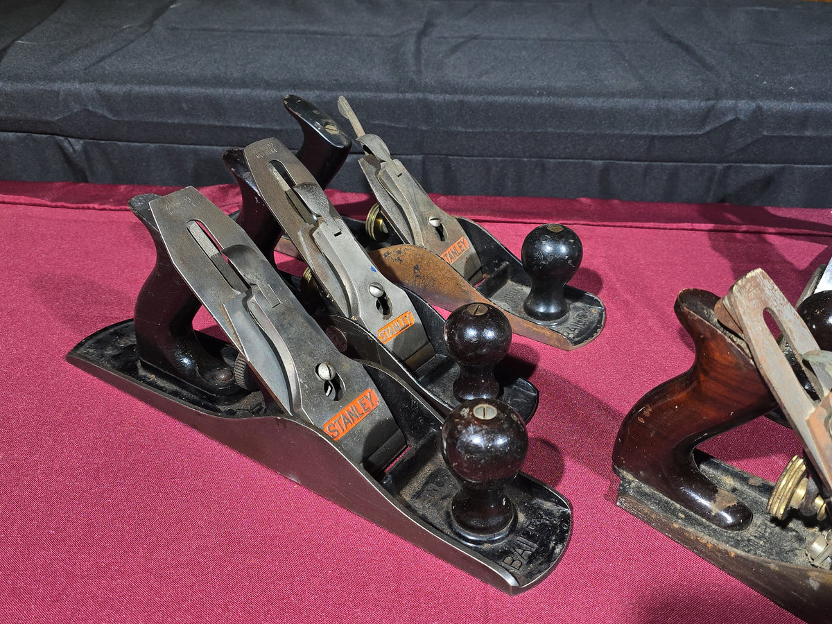 Grouping of Eight Vintage Hand Planes including Stanley No. 5-1/2, No. 5-1/4, No. 5, No. 4, No. 2, and Millers Falls