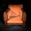 Lot 009 - Antique Dutch Marquetry Inlaid Upholstered Club Chair, 40" L x 29" W x 39" H