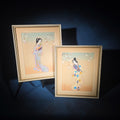 Lot 045 - Pair of Vintage Japanese Paintings on Silk, Bijin Figures with Cherry Blossoms, Signed, 18" W x 21-1/2" H each