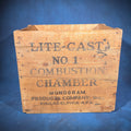 Lot 193 - Vintage Lite-Cast No. 1 Combustion Chamber Wood Shipping Crate, Monogram Products Company, Inc., Philadelphia, Pennsylvania, 19-1/2" L x 14-3/4" W x 17-3/8" H
