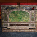 Lot 205 - Antique Stained Glass Window, "Erected by Marion D. Gall, 1916," Note Many Breaks and Losses, 38" W x 29" H