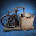 Lot 132 - Antique Cast Iron Hand-Crank Food Chopper with Bucket on Wood Base, 21" L