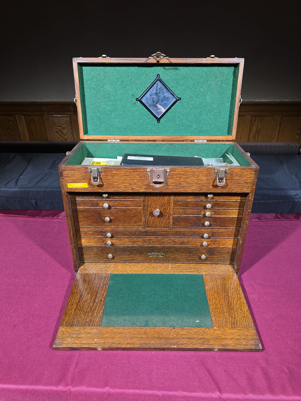Vintage H. Gerstner & Sons Model 042 Oak Machinist Tool Chest with Contents, Manufactured by H. Gerstner & Sons, Dayton, Ohio