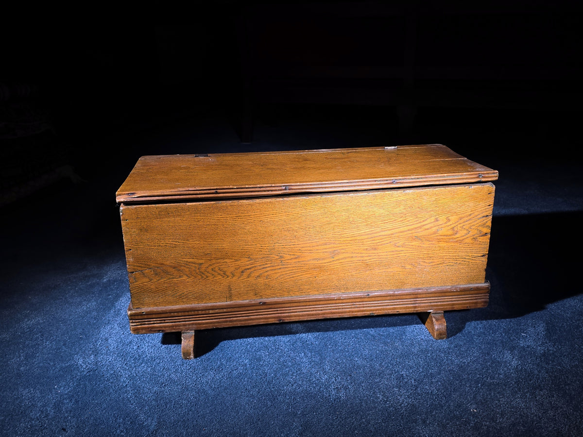 Antique Oak Blanket Chest on Shoe Feet
