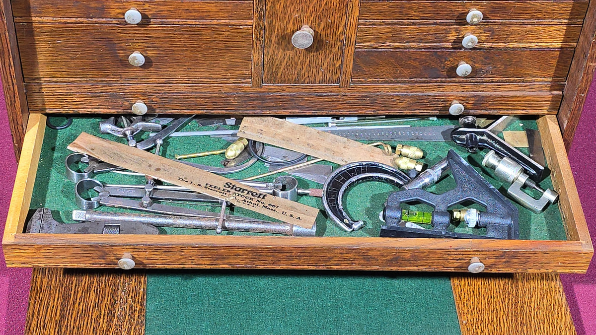 Vintage H. Gerstner & Sons Model 042 Oak Machinist Tool Chest with Contents, Manufactured by H. Gerstner & Sons, Dayton, Ohio