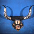 Lot 024 - Antique Mounted Steer Horn and Hoof Wall Display on Velvet-Covered Shield Plaque, 32" L