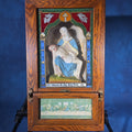 Lot 188 - Antique Catholic Last Rites Wall Box with Pietà and Last Supper Imagery, with Contents, 13-3/8" L x 23" H