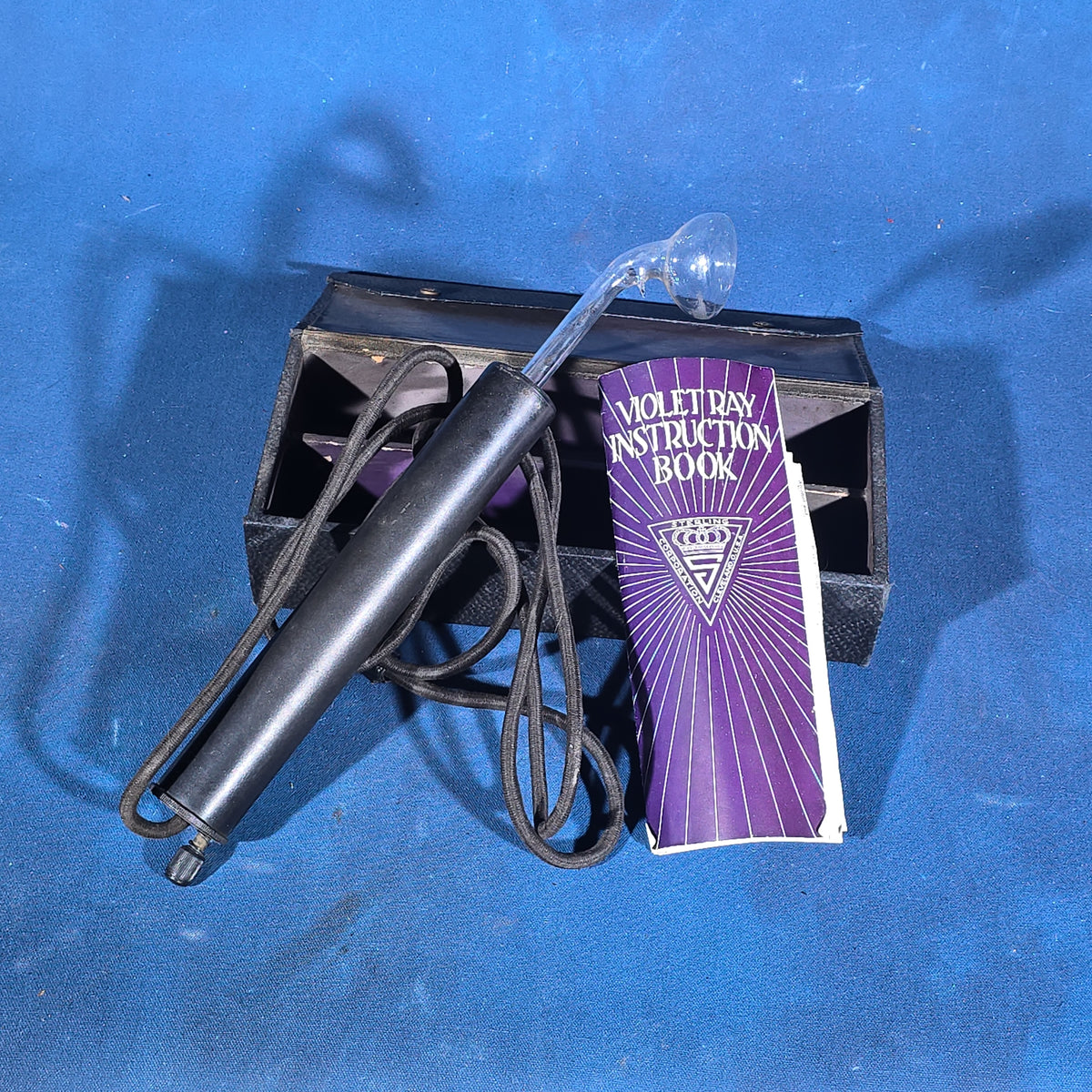 Antique Sterling Violet Ray Generator with Glass Electrode, Instruction Book, and Case, Sterling Corporation, Cleveland, Ohio, 1917