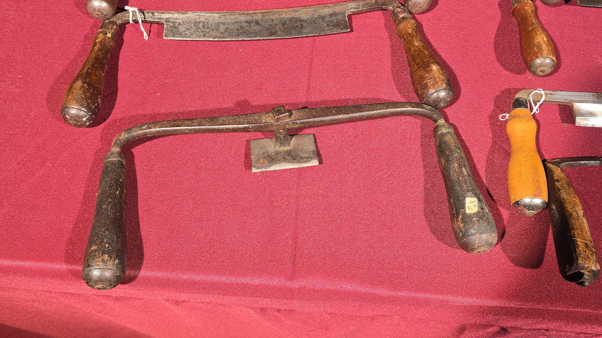 Grouping of 14 Antique and Vintage Draw Knives including Pexto, C.J. Kimball Co., C. Keyes & E. Wilton Cast Steel, and Rockford Illinois U.S.A.
