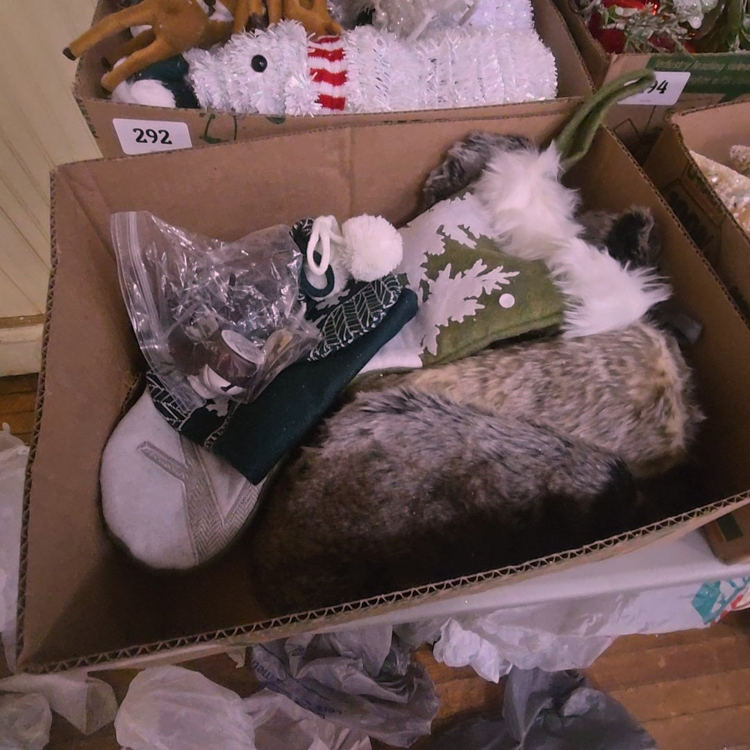 box lot with modern Christmas stockings
