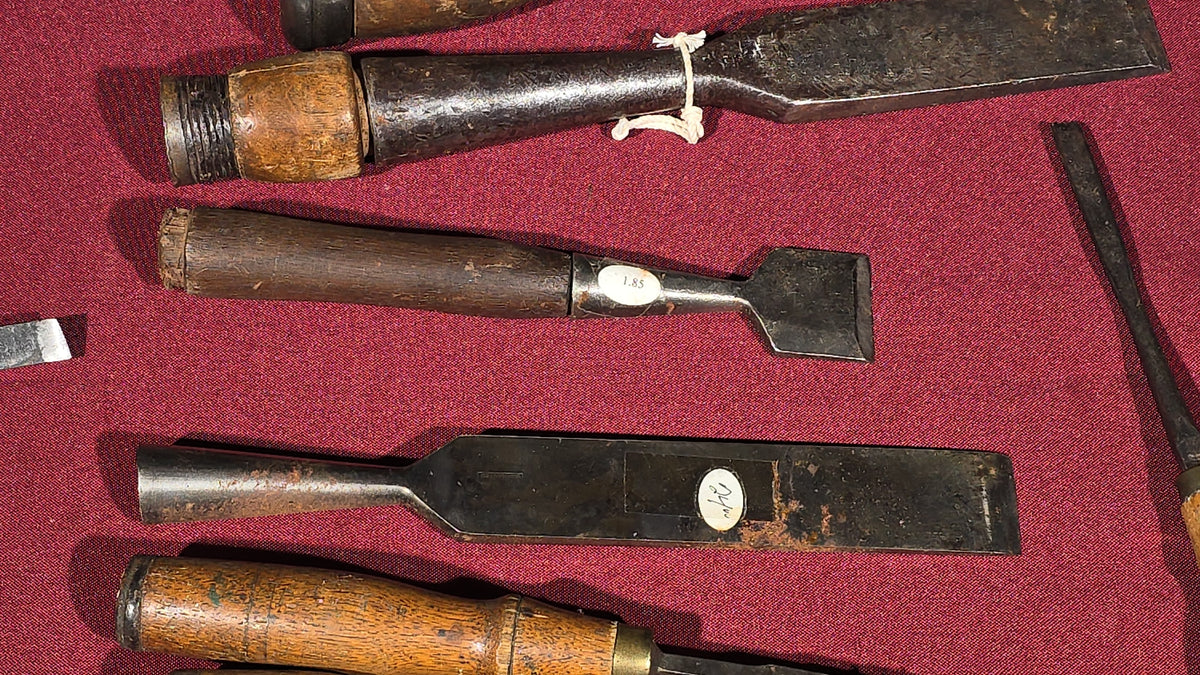 Grouping of 20+ Antique and Vintage Wood Chisels and Gouges including Witherby, Buck Brothers, and James Swan Co.