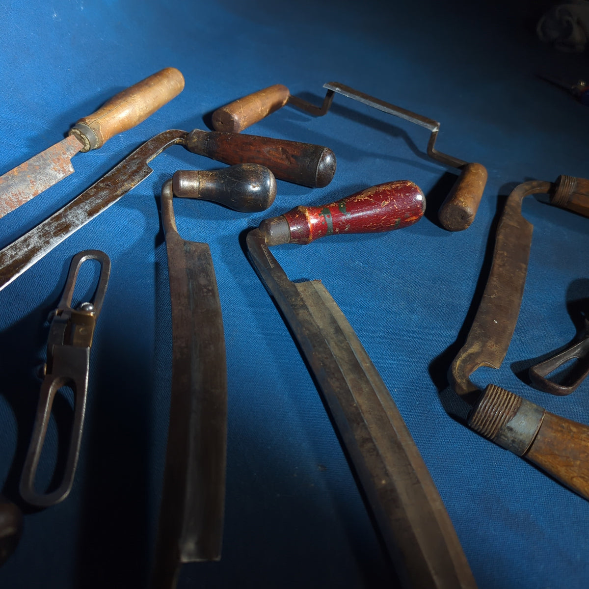 Grouping of 10 Antique and Vintage Draw Knives and Spokeshaves including Stanley