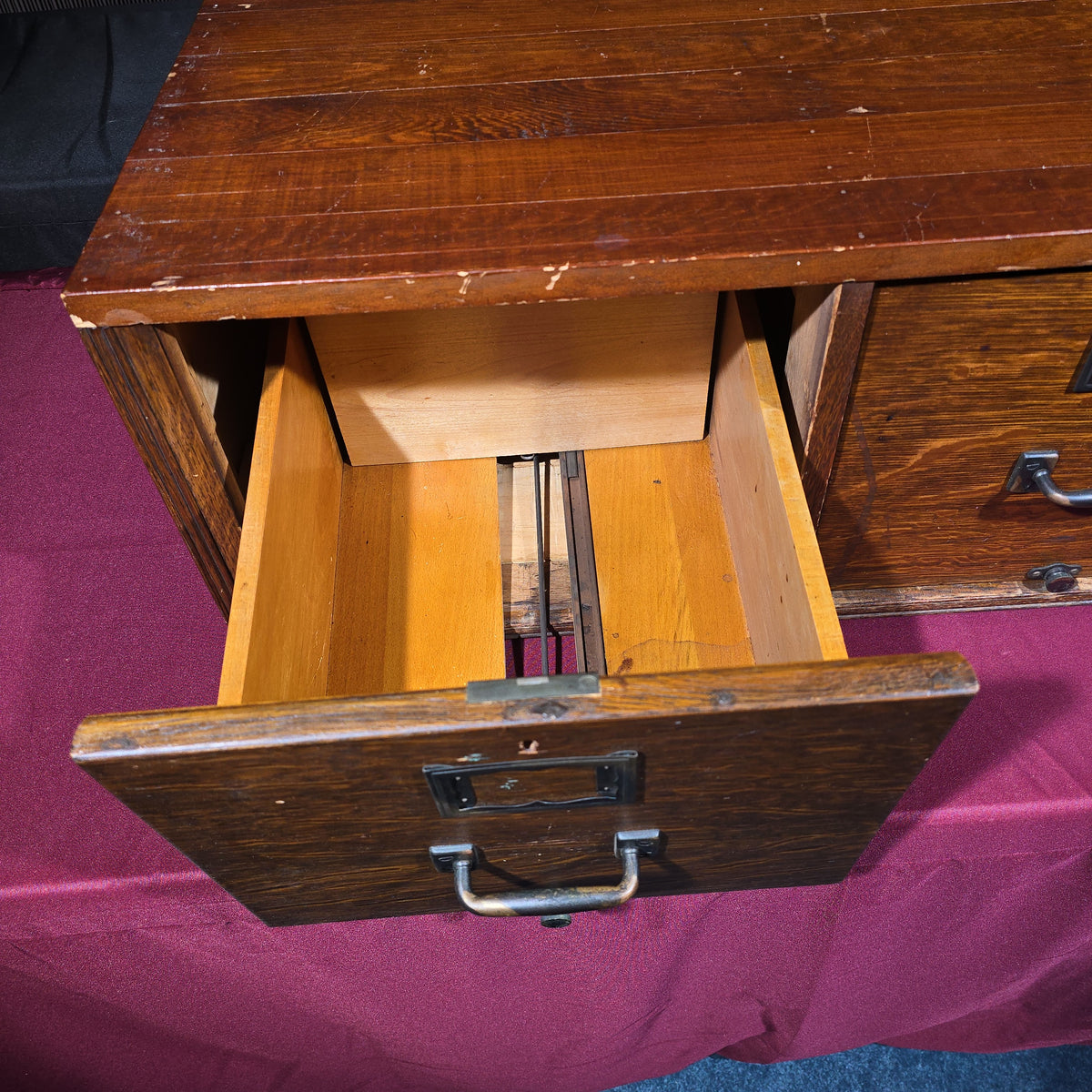 Antique Oak Two-Drawer Card File Cabinet