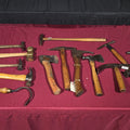 Lot 050 - Grouping of 15 Antique and Vintage Hatchets and Hammers Including Cooper's Adze, Brass Hammer, and Hammer by A. R. Robertson, Boston, Massachusetts