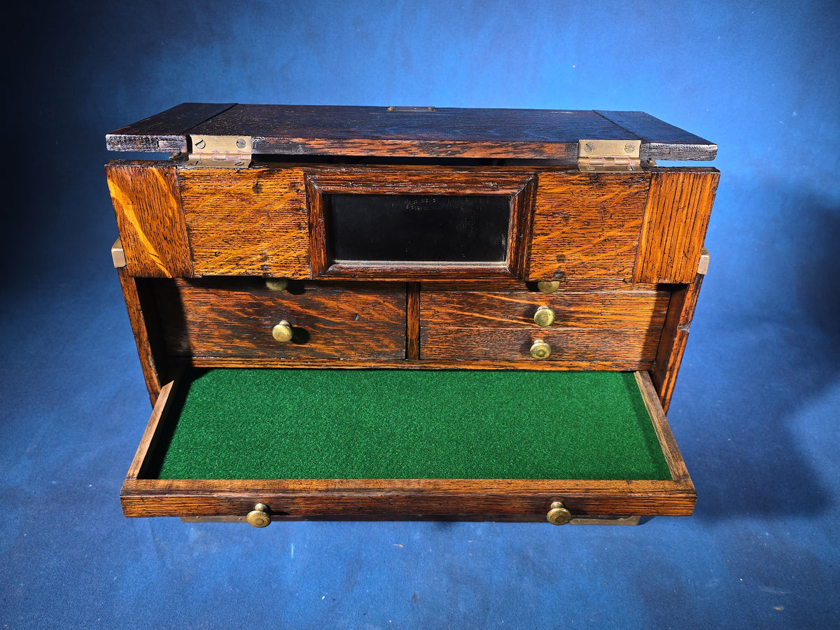 Antique Oak Machinist's Tool Chest with Brass Hardware, Hammacher Schlemmer & Co., New York