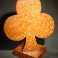 Lot 059 - Vintage Folk Art Birdseye Maple Club Suit Playing Card Symbol on Wood Base, 9" H