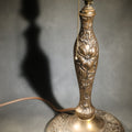 Lot 030 - Antique Cast Metal Gas Fixture Lamp Base Converted to Electric, Floral Relief Decoration, no Shade, Tested and Working, 16" H